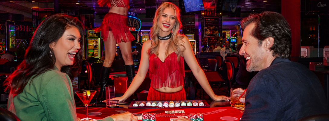 Couple at the D Las Vegas Casino with Dancing Dealer