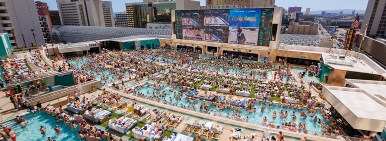 Crowd Watching Basketball at Circa Stadium Swim Pool in Las Vegas